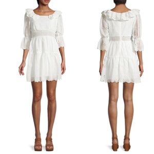 70/21 Eyelet-Embroidered Cotton Mini Tiered Dress